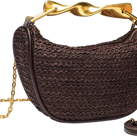 Handbags - Straw Crossbody Bag Women Mini Woven Purse Shoulder Satchel Zipper